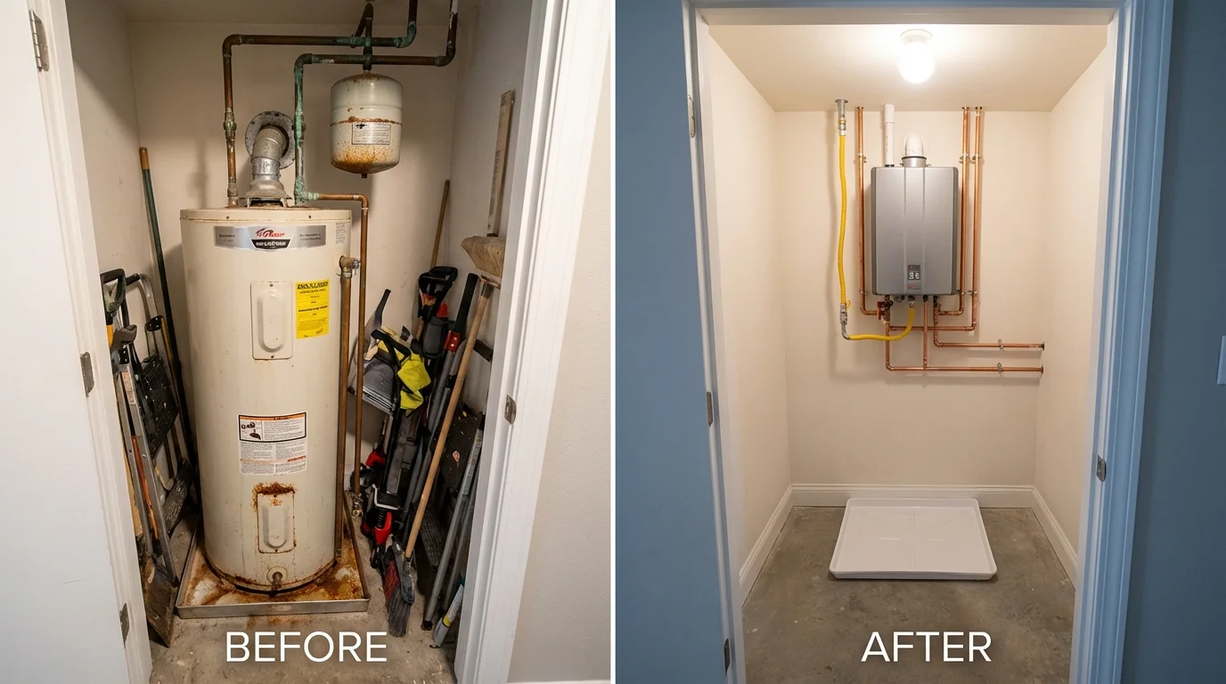Tank water heater versus wall-mounted tankless unit comparison for Nashville, AR homeowners